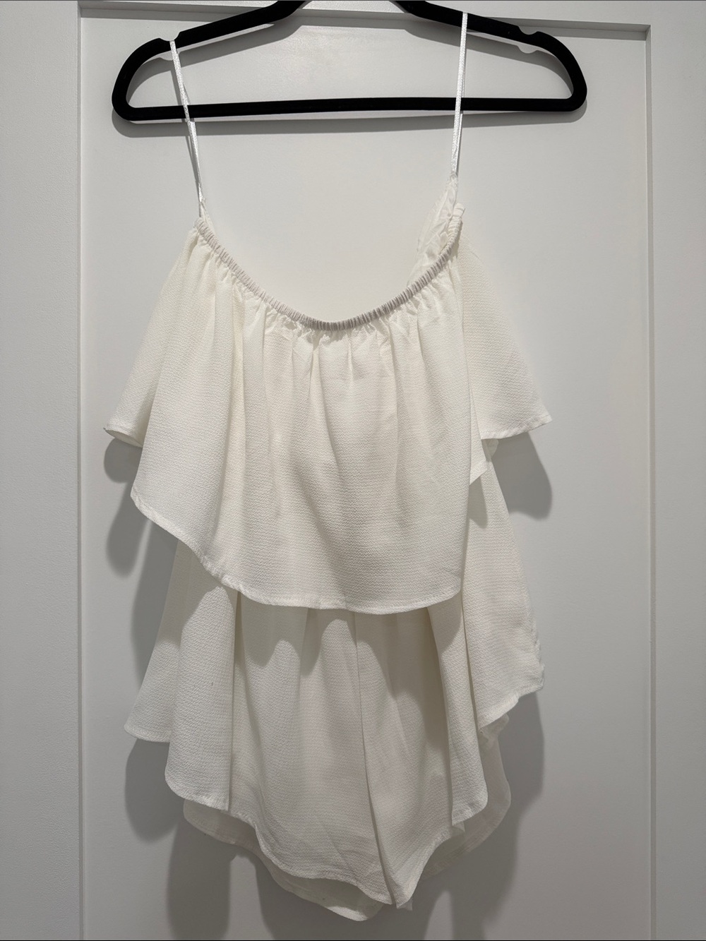 Women's White Layered Strapless Romper